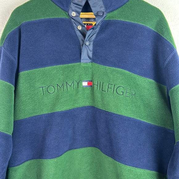 Vintage 90’s Y2K Tommy Hilfiger fleece oversized pullover men’s M - Picture 2 of 7